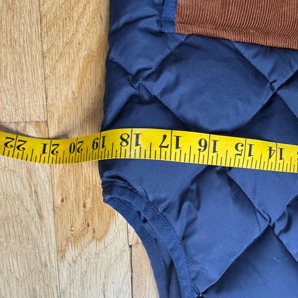 J. Crew Navy Quilted Vest with Brown Corduroy Trim - Picture 6 of 6